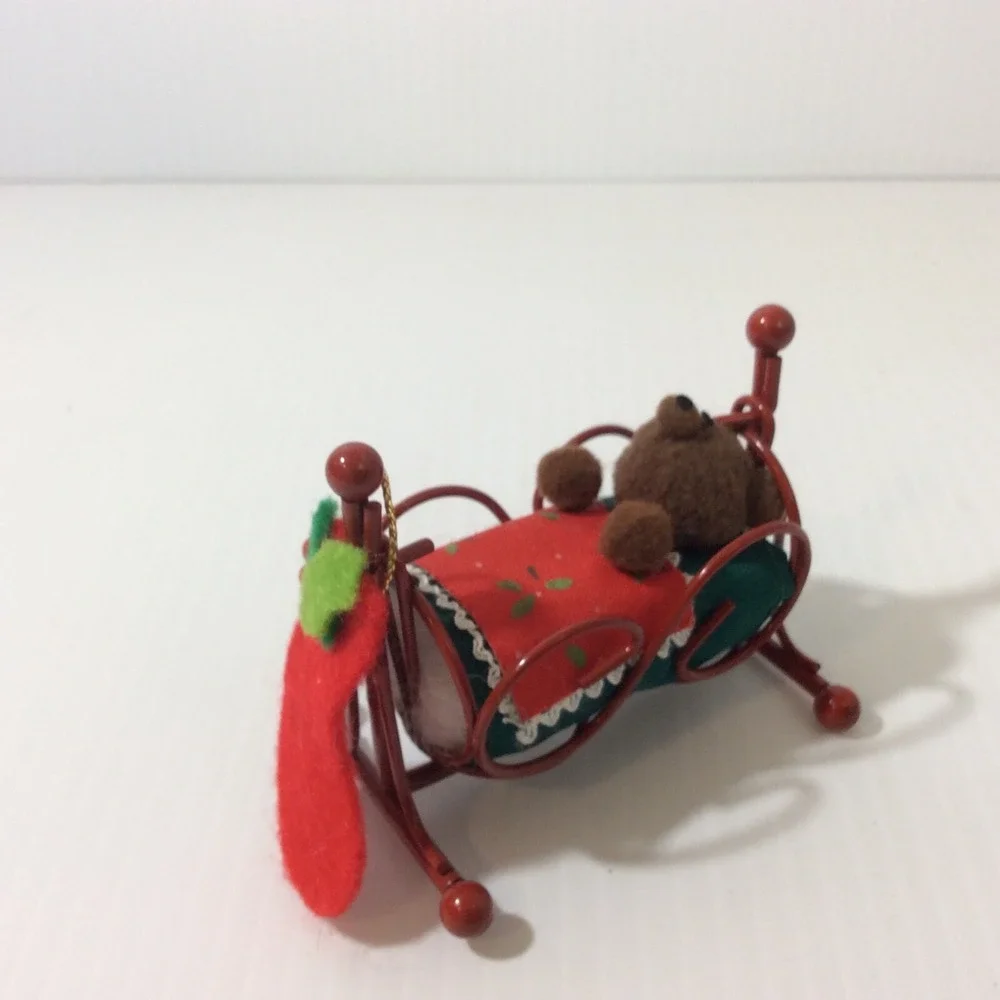 Miniature Bear in Bassinet Bed Christmas Decoration Ornament Swings Stocking 3
